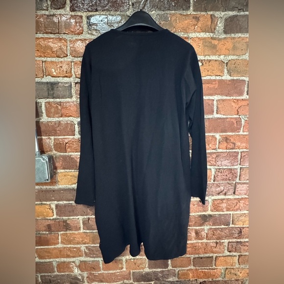 Eileen Fisher Elegant Black Open Front Drape Knit Cardigan Sweater Size Small - Picture 5 of 5